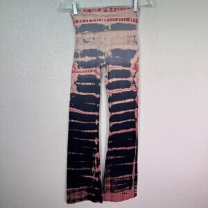 Hard Tail Forever Yoga Pants Womens XS Tie Dye Fold Over Flare Leg Y2K Vintage